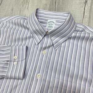 Brooks Brothers Established 1818 Button Down Shirt Mens XL Purple Striped